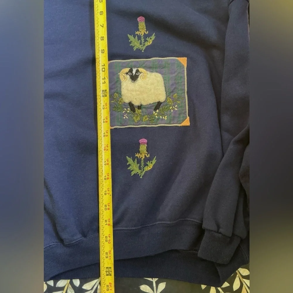 Vintage Sheep Embroidered Collared Sweater‎ UK Made Cottagecore Grandmacore